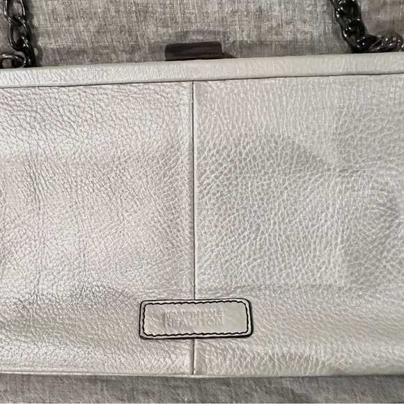 Kenneth Cole Bag, Leather Clutch, Bag With Gunmetal Chain And Studs - Picture 4 of 9